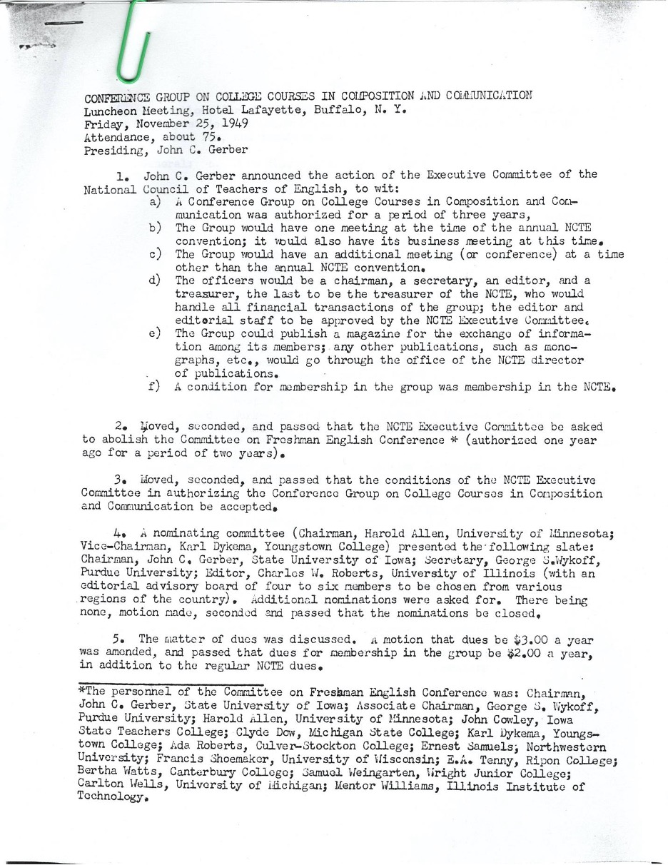 1949 CCCC Meeting Minutes