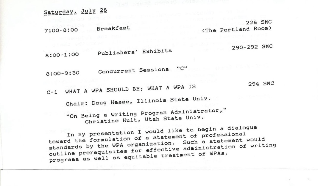 Abstract from Council of Writing Program Administrators 1990 Summer Conference