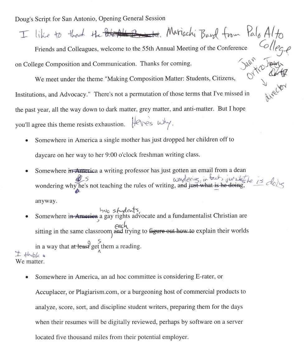 Doug's opening script for the San Antonio CCCC General Session